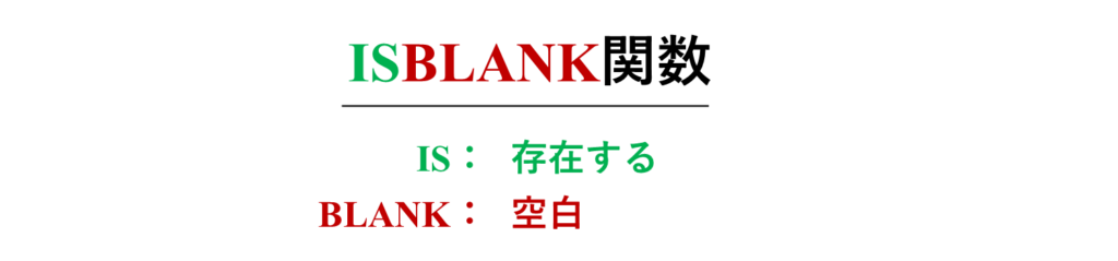 ISBLANK関数は、IS(≒存在する)＋BLANK(≒空白)を造語になっています。
つまり、直訳すると、「空白が存在する」になりまる

ISBLANK関数は、「特定のセルが空白かどうかを確認」できる関数です。