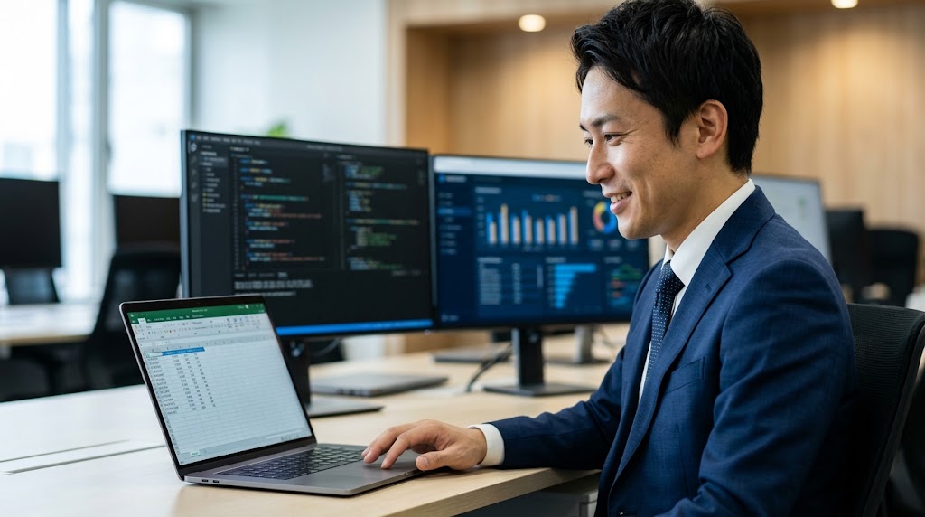 Excelで業務課題を解決し安心するビジネスパーソン